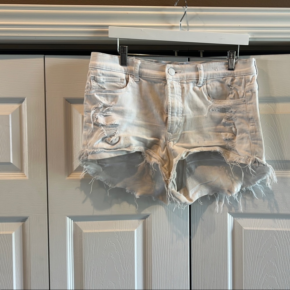 Express White Distressed Jean Shorts